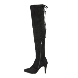 Cm Paris Botas hasta el muslo de ante en el talón negro 3