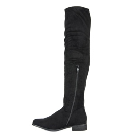 Cm Paris Botas de muslo de ante clásico negro 2