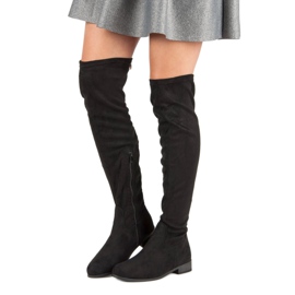 Cm Paris Botas de muslo de ante clásico negro 3