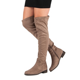 Cm Paris Botas de muslo de ante clásico marrón 1