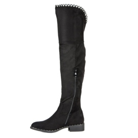 Queentina Botas de gamuza hasta el muslo negro 3