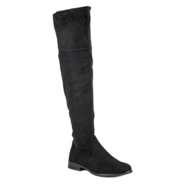 Super Me Botas mosqueteras con tacón plano negro 2
