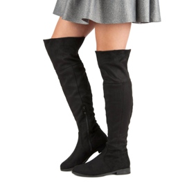 Super Me Botas mosqueteras con tacón plano negro 4