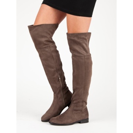 Super Me Botas por encima de la rodilla con tacón plano marrón 3