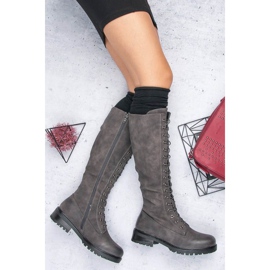 SDS Botas con cordones de mujer gris 2
