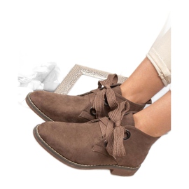 Super Mode Botas de ante con nudo marrón 5