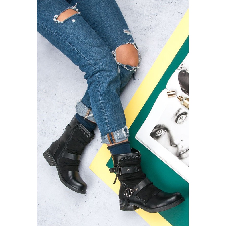 Queentina Botas planas Rock negro 1