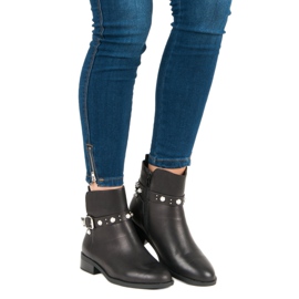 Super Mode Botas con perlas negro 5