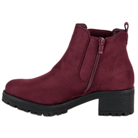 Ideal Shoes Botines Chelsea granate con tacones altos rojo 1 Ideal Shoes Botines Chelsea granate con tacones altos rojo 1