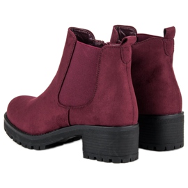 Ideal Shoes Botines Chelsea granate con tacones altos rojo 2