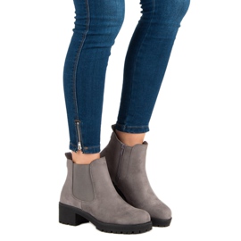 Ideal Shoes Botines Chelsea grises con tacón plano 4