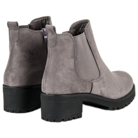 Ideal Shoes Botines Chelsea grises con tacón plano 2