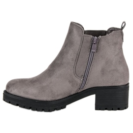 Ideal Shoes Botines Chelsea grises con tacón plano 1