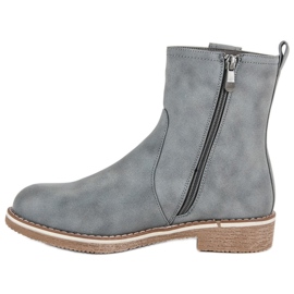 Super Me Botas cómodas con tacón plano gris 1