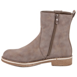 Super Me Botas cómodas con tacón plano marrón 1
