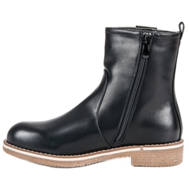 Super Me Botas cómodas con tacón plano negro 1