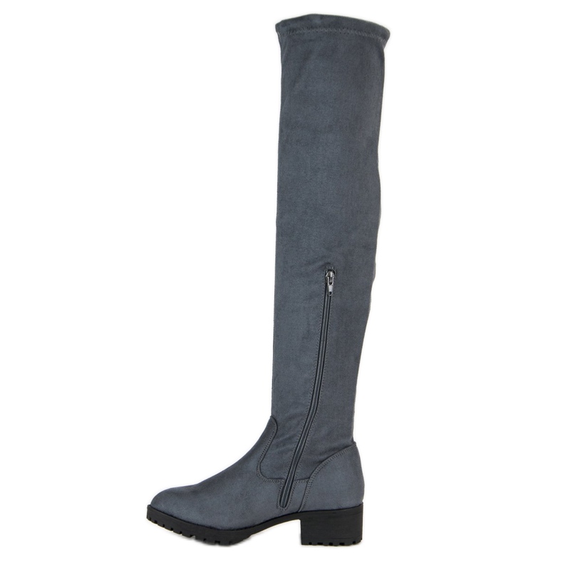 Queentina Botas sobre la rodilla de ante gris 1 Queentina Botas sobre la rodilla de ante gris 1
