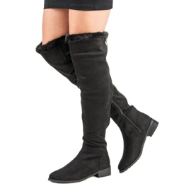 Cm Paris Botas mosqueteras con pelo negro 2 Cm Paris Botas mosqueteras con pelo negro 2