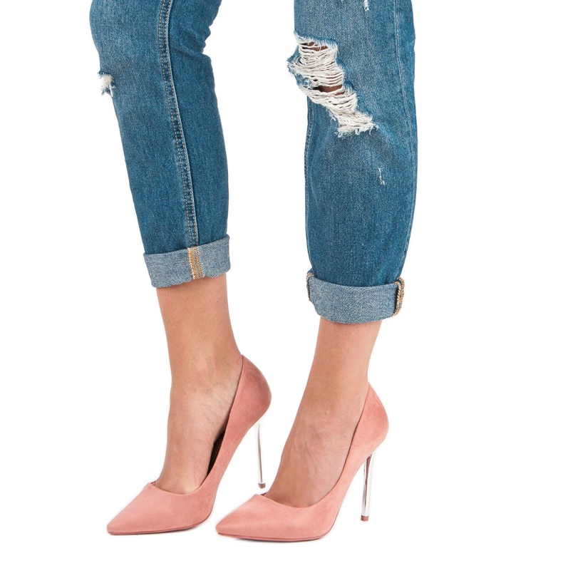 Seastar Tacones de ante en polvo rosado 1