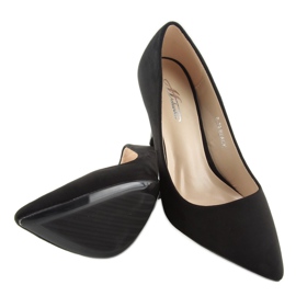 Zapatos de salón en ante negro B-79 Tacón de aguja negro 4