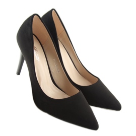 Zapatos de salón en ante negro B-79 Tacón de aguja negro 5