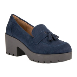 Ch. Creation Zapatos de mocasín con estilo azul 4