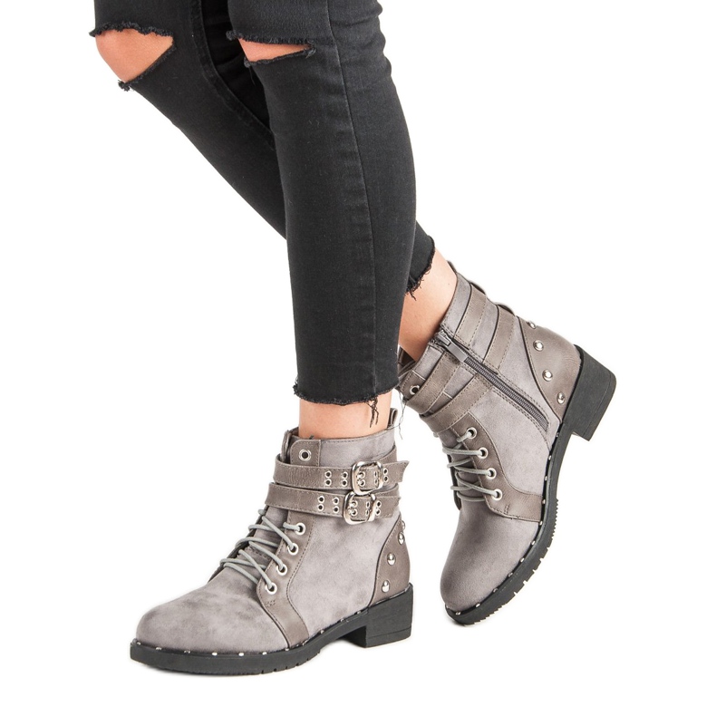 Clowse Botas obreras de moda gris 2