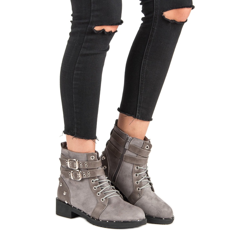 Clowse Botas obreras de moda gris 1