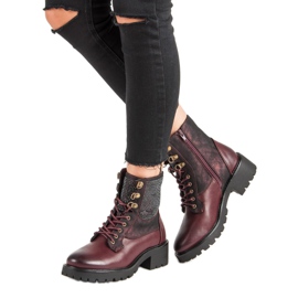 Ideal Shoes Trabajadores atados en la plataforma multicolor rojo 2 Ideal Shoes Trabajadores atados en la plataforma multicolor rojo 2