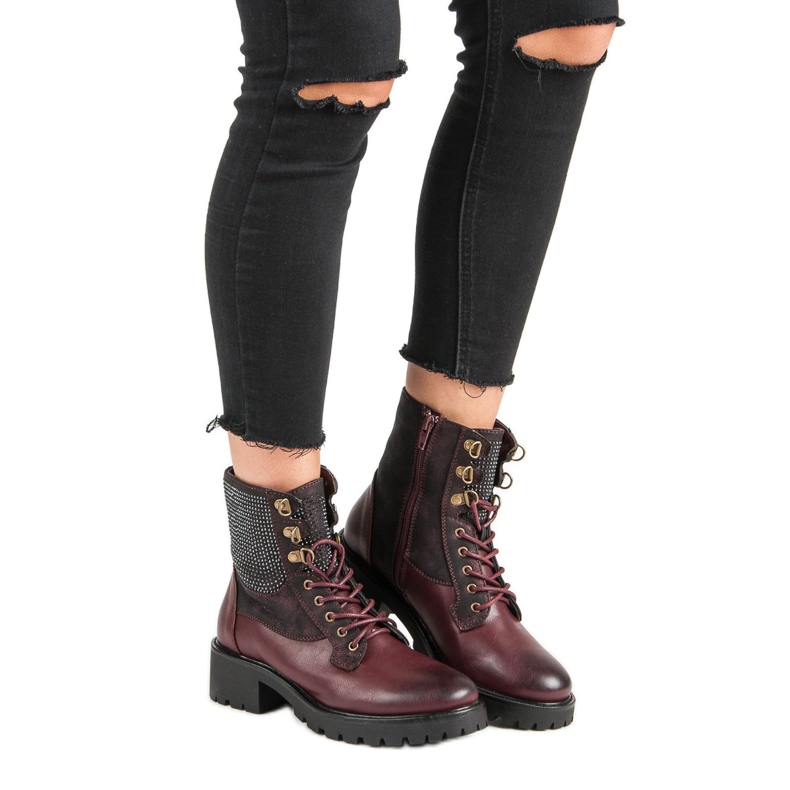 Ideal Shoes Trabajadores atados en la plataforma multicolor rojo 1 Ideal Shoes Trabajadores atados en la plataforma multicolor rojo 1