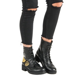 Diamantique Botas militares negras negro 5