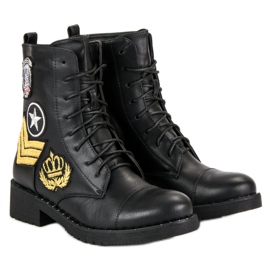 Diamantique Botas militares negras negro 3