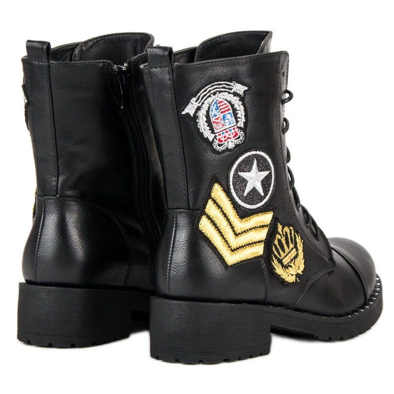 Diamantique Botas militares negras negro 2
