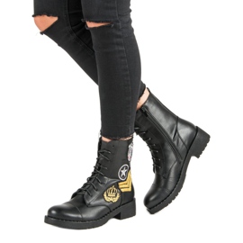 Diamantique Botas militares negras negro 6