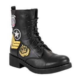 Diamantique Botas militares negras negro 7