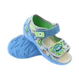 Zapatos infantiles befado pu 433P031 pantuflas azul gris 3