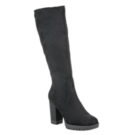 Super Mode Botas de ante con plataforma negro 3