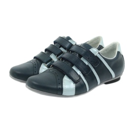 Zapatos de cuero de cuero mido para velcro mido azul marino 3