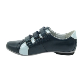 Zapatos de cuero de cuero mido para velcro mido azul marino 2