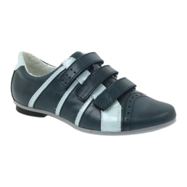 Zapatos de cuero de cuero mido para velcro mido azul marino 1