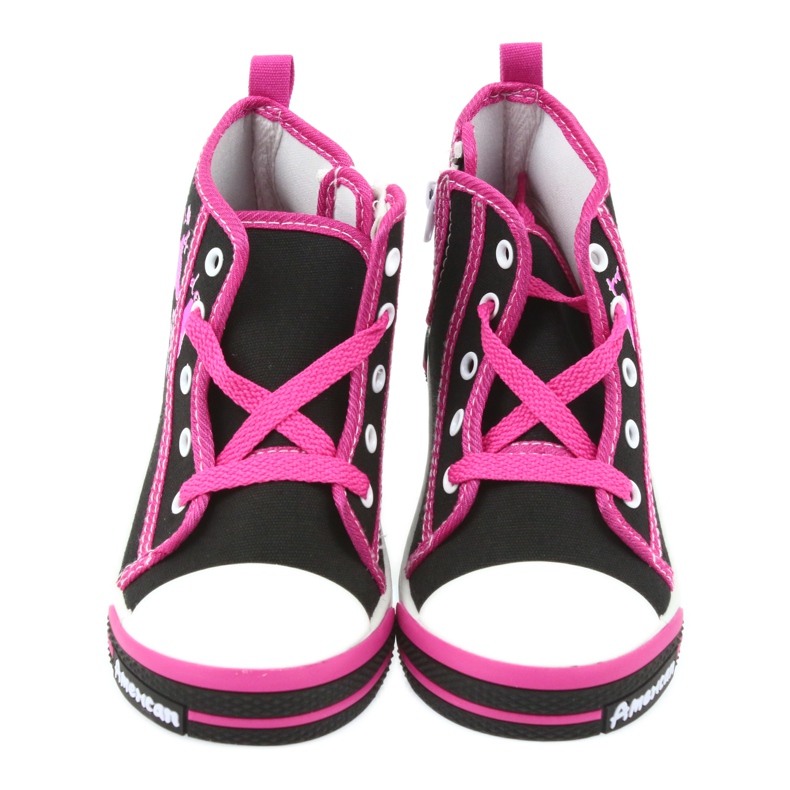 American Club Zapatos deportivos negros para niños con cremallera americana TEN13 azul rosado 4
