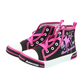 American Club Zapatos deportivos negros para niños con cremallera americana TEN13 azul rosado 3