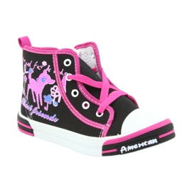 American Club Zapatos deportivos negros para niños con cremallera americana TEN13 azul rosado 1