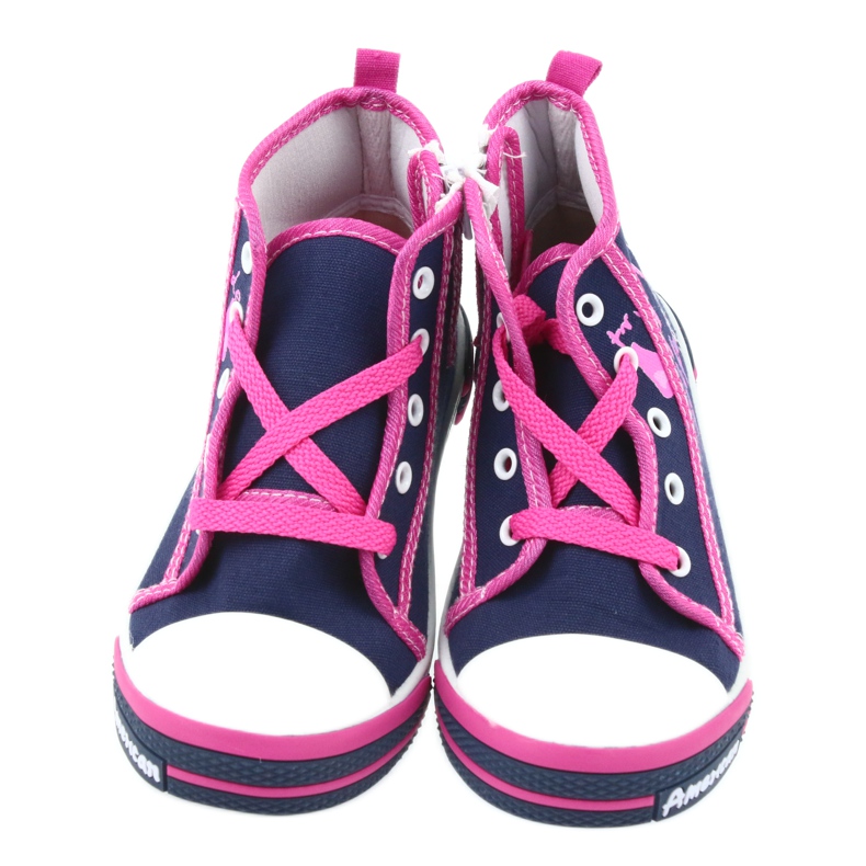 American Club Zapatillas American TEN13 azul marino con cremallera rosado 4
