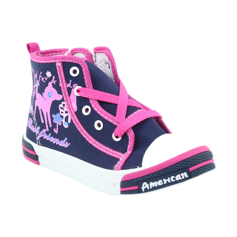 American Club Zapatillas American TEN13 azul marino con cremallera rosado 1