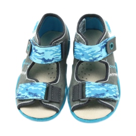 Sandalias de befado para niños con inserto de cuero 350P062 azul gris 4