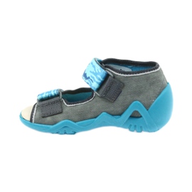 Sandalias de befado para niños con inserto de cuero 350P062 azul gris 2