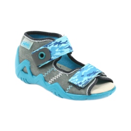 Sandalias de befado para niños con inserto de cuero 350P062 azul gris 1