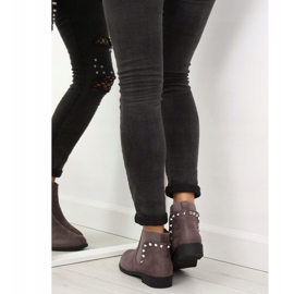 Botines Chelsea de ante con tachuelas grises F175 2