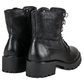 Ideal Shoes Trabajadores atados en la plataforma negro 2